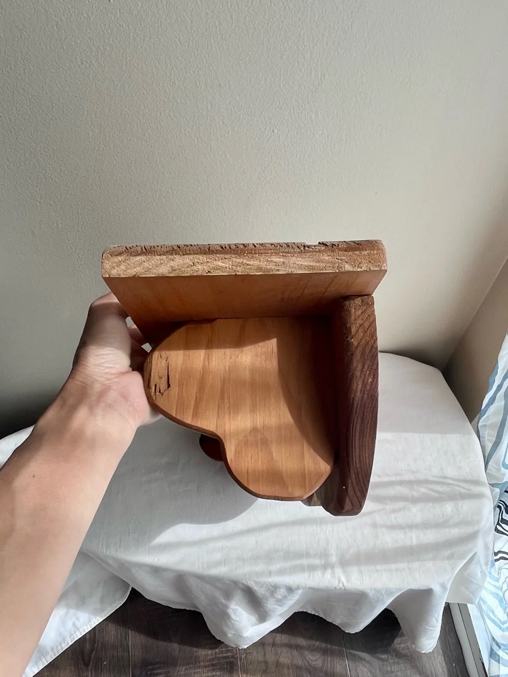 Heart Cedar Wall Coat Rack with Three Pegs - Natural Wood
